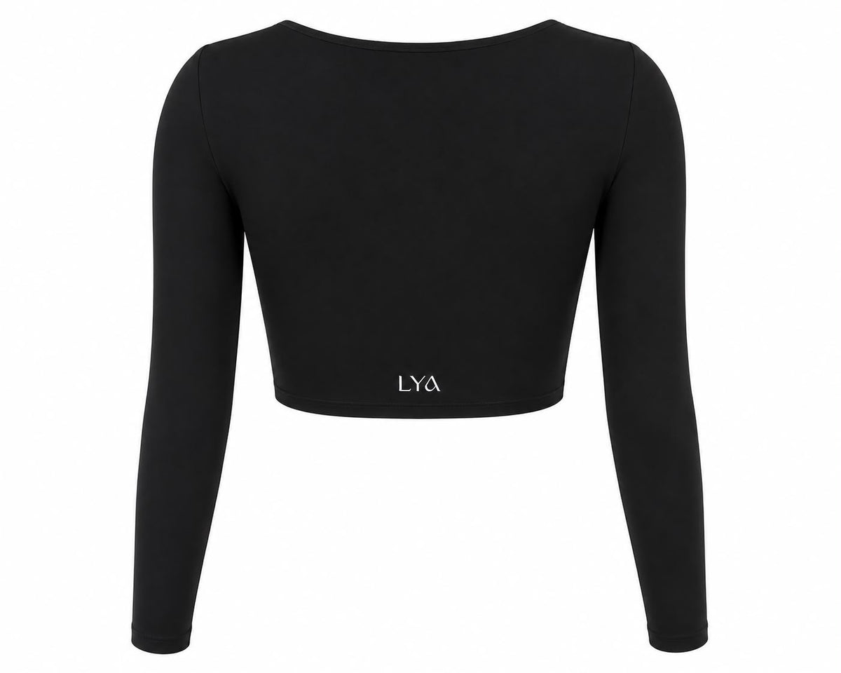 Crop top de escote cuadrado Aura en negro de LYA Studio, vista 3