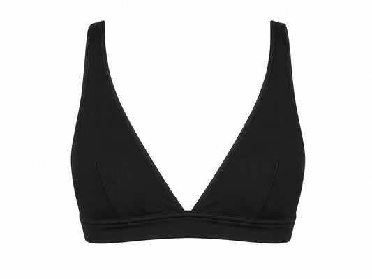 Peto triangular deportivo Aura en negro de LYA Studio, soporte suave sin varillas