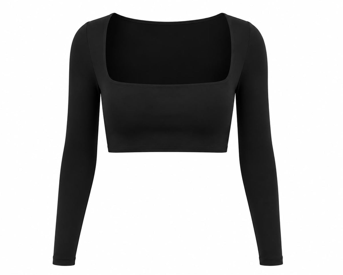 Crop top de escote cuadrado Aura en negro de LYA Studio, vista 2