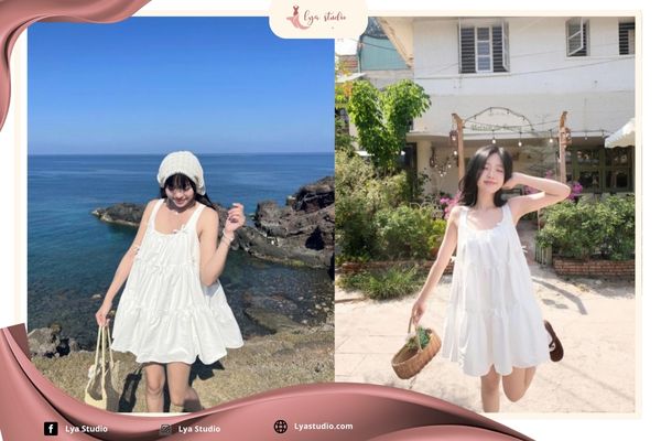 Chân ngắn đi biển mặc gì: Váy babydoll