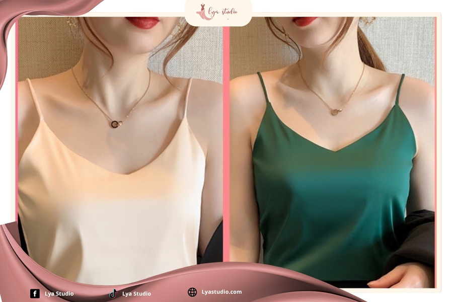 kiểu áo hai dây lụa