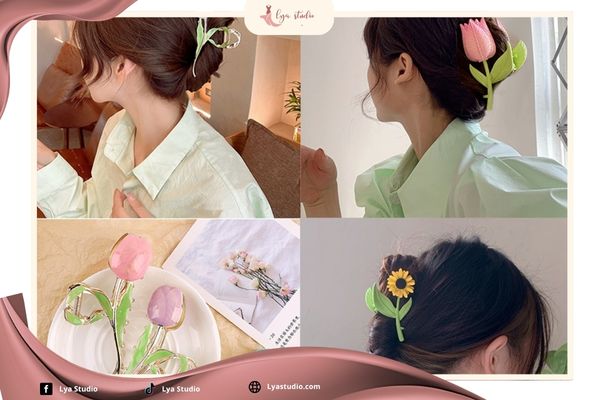 Kẹp tóc thanh lịch phối với áo hai dây