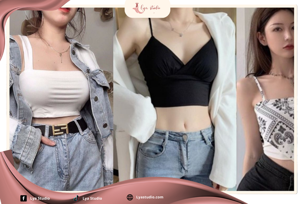 kiểu áo hai dây crop top