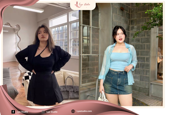 Phối áo hai dây cho chubby với áo khoác sơ mi
