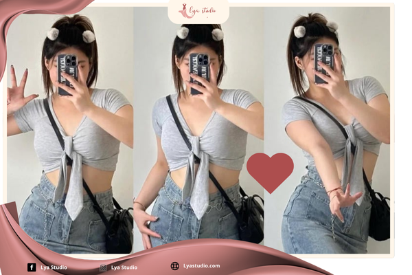 Áo hai dây cho chubby phối với quần cạp cao