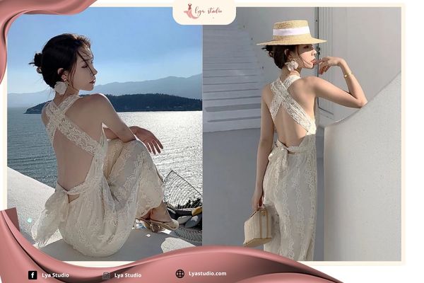 Set đồ đi biển kín đáo: Set jumpsuit dài