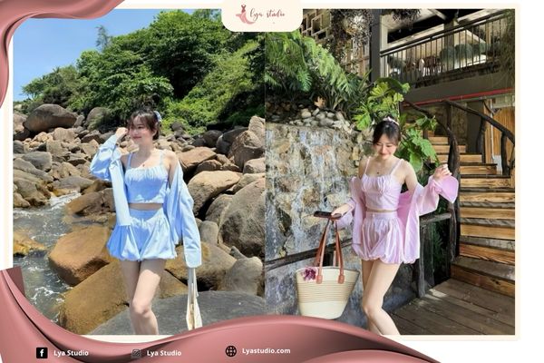 Set đồ đi biển kín đáo: Set bộ Lya Studio