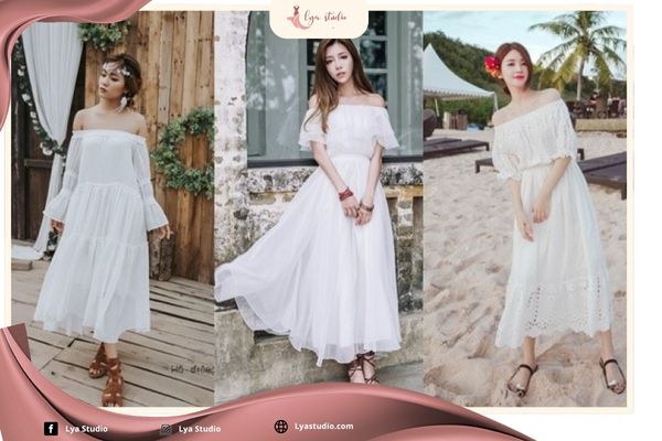 Set đồ đi biển kín đáo: Váy maxi