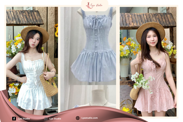 Váy ren hoa hai lớp