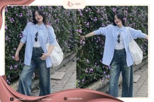Phối đồ với quần ống rộng Lya Studio