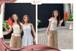 Phối đồ với quần ống rộng Lya Studio