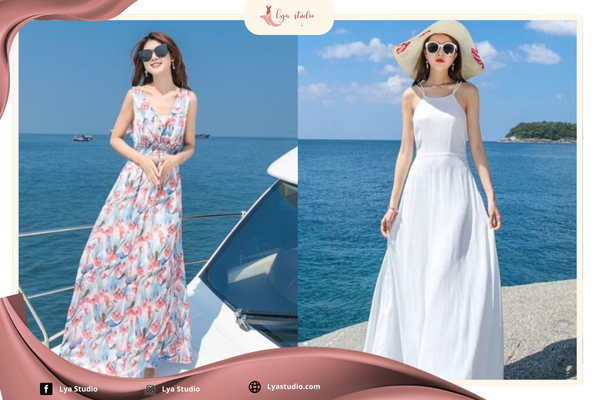 phối đồ với chân váy đi biển